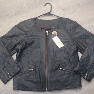 Sanctuary Genuine Leather Black Quilted Women's Jacket M